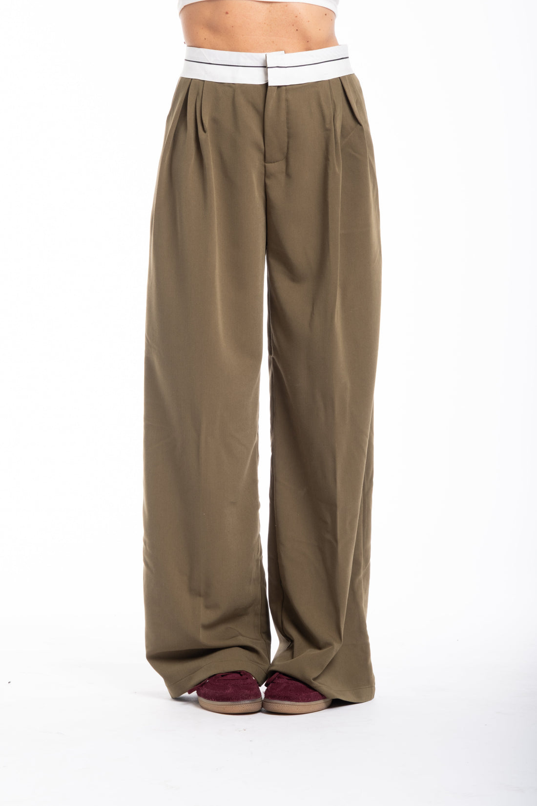 Pantalone risvolto verde