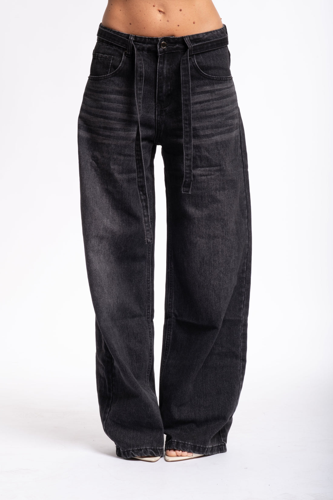 Jeans nero laccio
